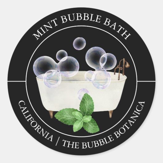Mint-Blase-Bath-Etikett Runder Aufkleber (Vorderseite)