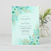 Mint Blissful Spring Wedding Einladung (Stehend Vorderseite)