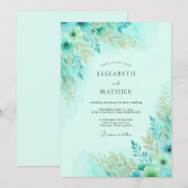 Mint Blissful Spring Wedding Einladung (Vorne/Hinten)