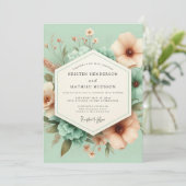 Mint Blossom Whimsical Wedding Einladung (Stehend Vorderseite)