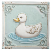 Mint Blue and White Niedlich Baby Duck Bad Fliese (Vorderseite)
