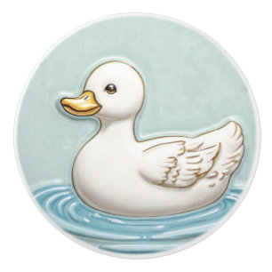 Mint Blue and White Niedlich Baby Duck Bad Keramikknauf