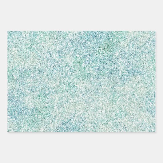 Mint Blue Aquamarin Ombre Sparkle Glitzer Geschenkpapier Set (Vorderseite 2)