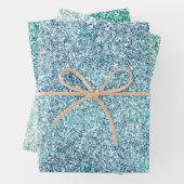 Mint Blue Aquamarin Ombre Sparkle Glitzer Geschenkpapier Set (Beispiel)