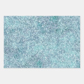 Mint Blue Aquamarin Ombre Sparkle Glitzer Geschenkpapier Set (Vorderseite)