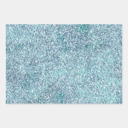 Mint Blue Aquamarin Ombre Sparkle Glitzer Geschenkpapier Set (Vorderseite)