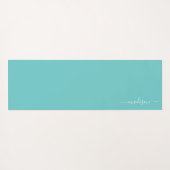 Mint Blue | Aquarellfarben Blume Monogramm Yoga Ma Yogamatte (Rückseite (Horizontal))