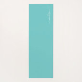 Mint Blue | Aquarellfarben Blume Monogramm Yoga Ma Yogamatte (Rückseite)