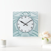 Mint Blue Art Deco Uhr - Stilvolle Abstrakte Linie (Zuhause)