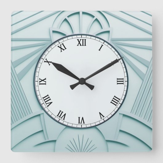 Mint Blue Art Deco Uhr - Stilvolle Abstrakte Linie (Vorderseite)