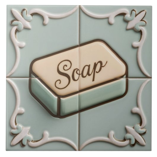 Mint Blue Bar Seife Funny Toilette oder Bad Fliese (Vorderseite)