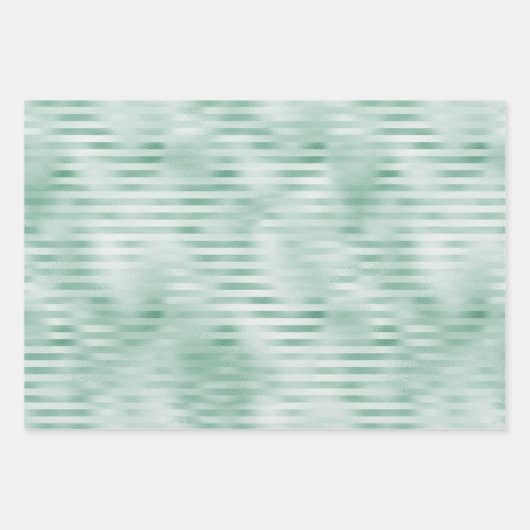 Mint Blue Champagne Gold Streifen Geschenkpapier Set (Vorderseite)