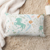 Mint Blue Coral Trendy Unicorn & Blumenmuster Lendenkissen (Decke)