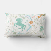 Mint Blue Coral Trendy Unicorn & Blumenmuster Lendenkissen (Vorderseite)
