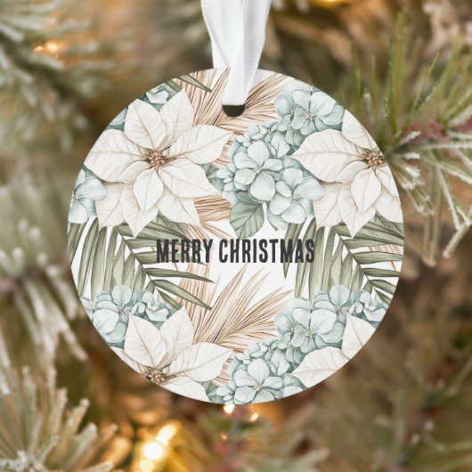 Mint Blue Floral Tropical Coast Beach Christmas Ornament (Baum)