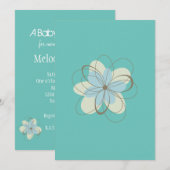 Mint Blue Flowers Babydusche Einladung (Vorne/Hinten)