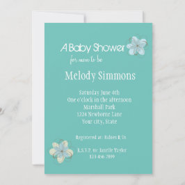 Mint Blue Flowers Babydusche Einladung