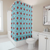 Mint Blue Geometric Red Accent Shower Curtain Duschvorhang (Beispiel)