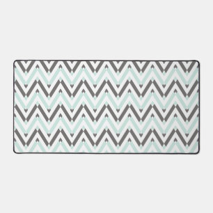 Mint Blue Grey White Geometric Zickzack Pattern Schreibtischunterlage