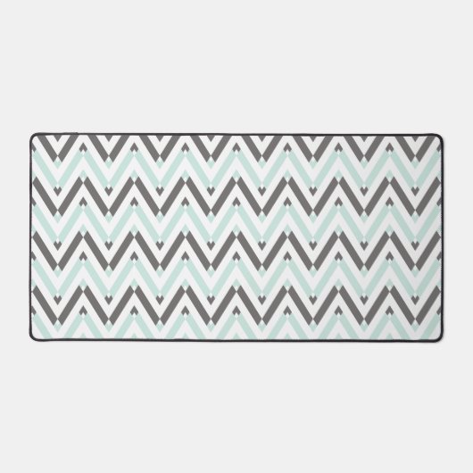 Mint Blue Grey White Geometric Zickzack Pattern Schreibtischunterlage (Vorderseite)
