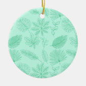 Mint Blue Leaves Pattern Keramik Ornament (Vorne)