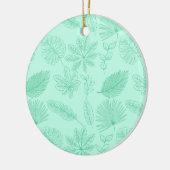 Mint Blue Leaves Pattern Keramik Ornament (Links)