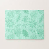 Mint Blue Leaves Pattern Puzzle (Horizontal)