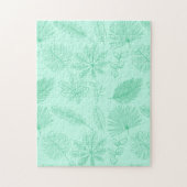 Mint Blue Leaves Pattern Puzzle (Vertikal)