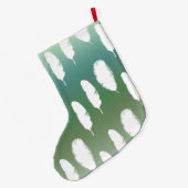 Mint Blue Ombre Feathers Großer Weihnachtsstrumpf (Rückseite (Hängend))