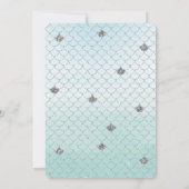 Mint Blue Ombre Silver Glitzer Glitz Mermaid Einladung (Rückseite)