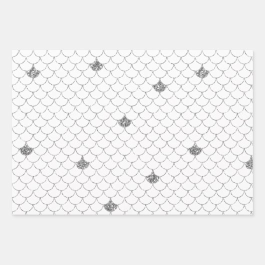 Mint Blue Ombre Silver Glitzer Mermaid Geschenkpapier Set (Vorderseite 3)
