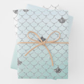 Mint Blue Ombre Silver Glitzer Mermaid Geschenkpapier Set (Beispiel)
