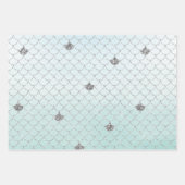 Mint Blue Ombre Silver Glitzer Mermaid Geschenkpapier Set (Vorderseite)