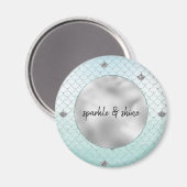 Mint Blue Ombre Silver Glitzer Mermaid Magnet (Vorderseite/Rückseite)