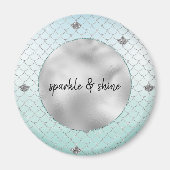 Mint Blue Ombre Silver Glitzer Mermaid Magnet (Vorne)
