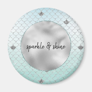 Mint Blue Ombre Silver Glitzer Mermaid Magnet