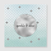 Mint Blue Ombre Silver Glitzer Mermaid Magnetkarte (Vorderseite)
