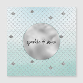 Mint Blue Ombre Silver Glitzer Mermaid Magnetkarte