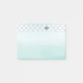 Mint Blue Ombre Silver Glitzer Mermaid Post-it Klebezettel (Vorderseite)