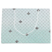 Mint Blue Ombre Silver Glitzer Mermaid Sparkle Große Geschenktüte (Vorderseite)