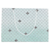 Mint Blue Ombre Silver Glitzer Mermaid Sparkle Große Geschenktüte (Rückseite)