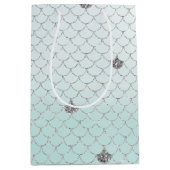 Mint Blue Ombre Silver Glitzer Mermaid Sparkle Mittlere Geschenktüte (Vorderseite)