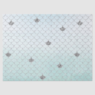 Mint Blue Ombre Silver Glitzer Mermaid Sparkle Seidenpapier