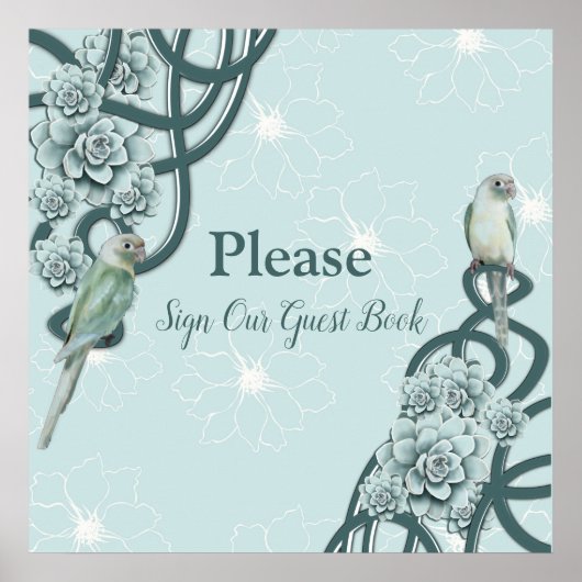 Mint Blue Pine Green Succulents Poster (Vorne)