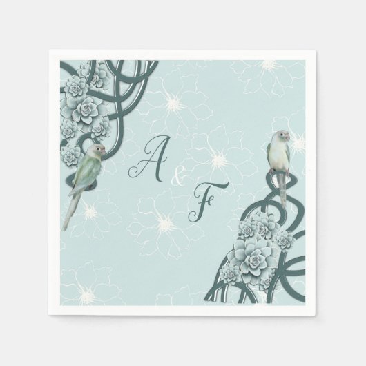 Mint Blue Pine Green Succulents Serviette (Vorderseite)