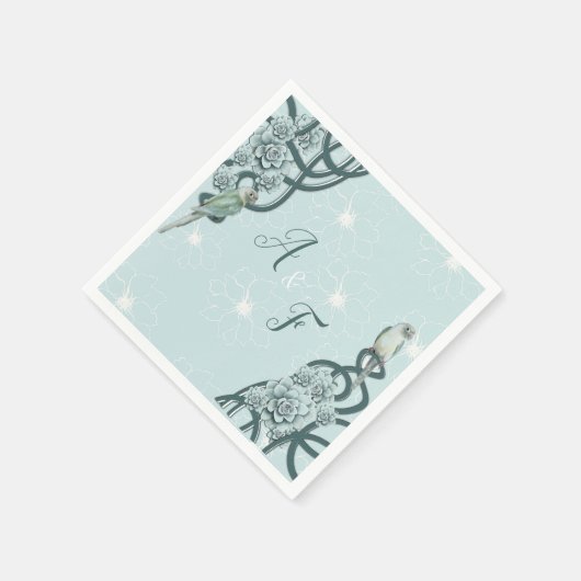 Mint Blue Pine Green Succulents Serviette (Ecke)