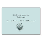 Mint Blue Pine Green Succulents Tischnummer (Rückseite)