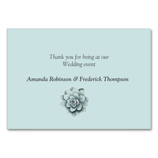 Mint Blue Pine Green Succulents Tischnummer (Rückseite)