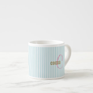 Mint Blue Pinstripe Tasse - Custom Initial & Name