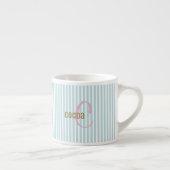 Mint Blue Pinstripe Tasse - Custom Initial & Name (Rechts)